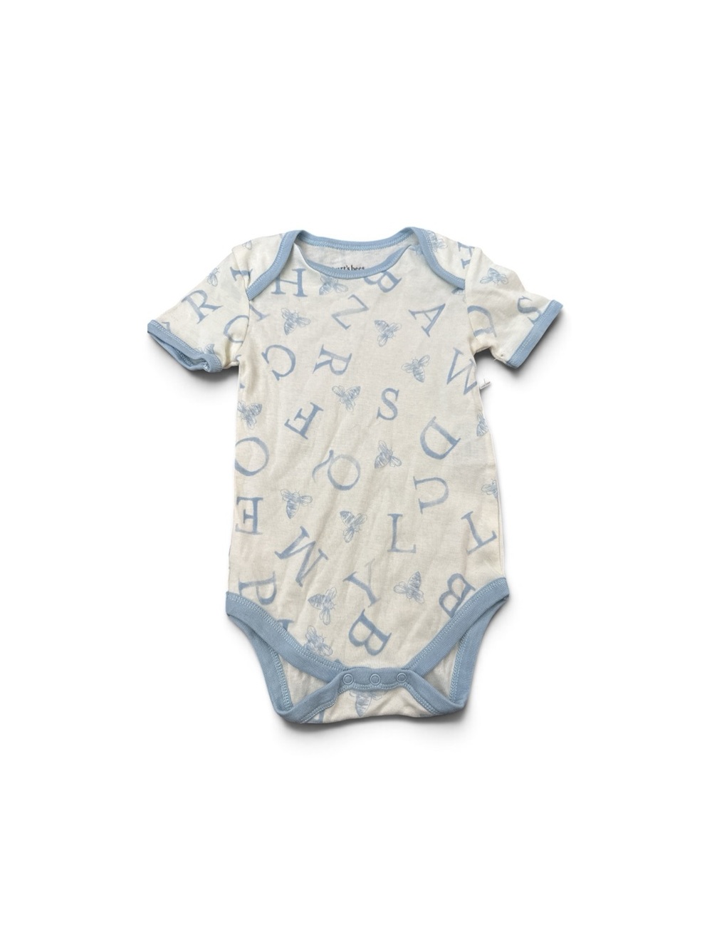 Burt’s bees Baby One-Piece Bodysuit in Light Blue Alphabet Print size 6-9M